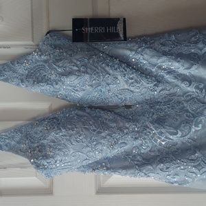 Sherri Hill 55392 Sequin Lace Halter size 12 Lgt Blue Evening gown/prom,pageant
